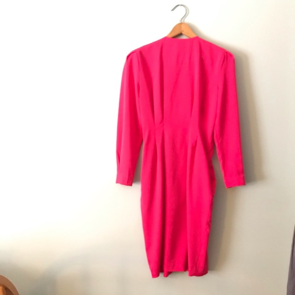 [Vintage] Ms Chaus Hot Pink Dress w Matching Belt - Picture 8 of 8
